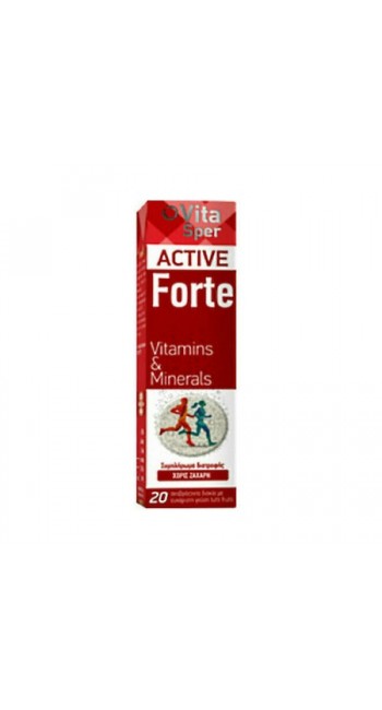 Vitasper Active Forte Vitamins & Minerals Πολυβιταμίνες για Τόνωση & Ενίσχυση του οργανισμού με Γεύση Tutti Fruti, 20 Αναβράζοντα Δισκία