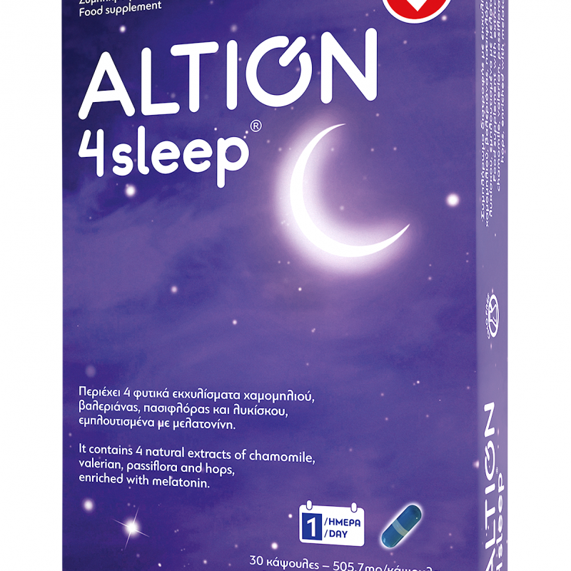 Altion 4sleep Συμβάλλει στην Βελτίωση της Ποιότητας του Ύπνου - Αϋπνία, 30caps