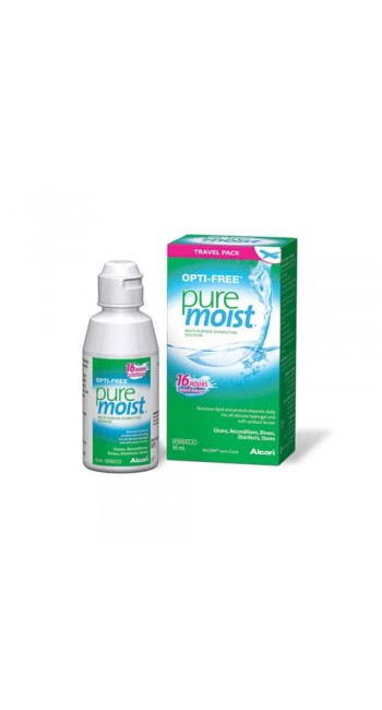 Opti-Free Pure Moist Υγρό Φακών Επαφής για Άνεση Όλη Μέρα Travel Pack 90ml