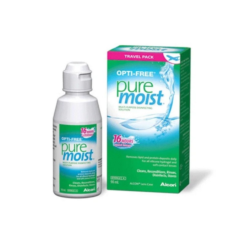 Opti-Free Pure Moist Υγρό Φακών Επαφής για Άνεση Όλη Μέρα Travel Pack 90ml