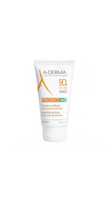 A-Derma Protect AC Fluide Matifiant Tres Haute Protection SPF50+ Αντηλιακή Κρέμα Προσώπου για Ματ Αποτέλεσμα, Πολύ Υψηλής Προστασίας για Λιπαρές & με Τάση Ακμής Επιδερμίδες, 40ml