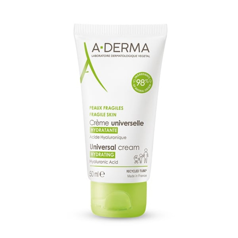 A-Derma Universal Moisturizing Cream Ενυδατική Κρέμα για Όλη την Οικογένεια για Πρόσωπο & Σώμα, 50ml