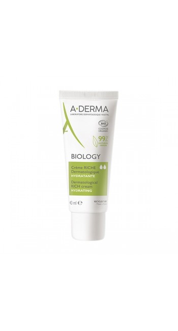 A-Derma Biology Moisturizing Cream with Rich Texture for Fragile Skin Ενυδατική Κρέμα με Πλούσια Υφή για Ευθραυστό / Ξηρό Δέρμα, 40ml