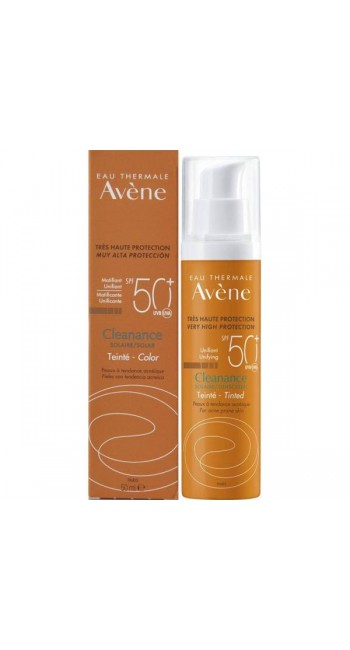 Avene Soins Solaires Cleanance SPF50+ Teinte Αντηλιακή Προσώπου με Χρώμα για Λιπαρές Επιδερμίδες 50ml 