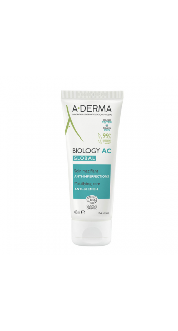 A-Derma Biology AC Global Mattifying Care Anti-Blemish Ενυδατική Κρέμα κατά των Ατελειών, 40ml