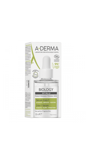 A-Derma Biology Hyalu Organic 3-in-1 Ενυδατικό Serum Προσώπου, 30ml