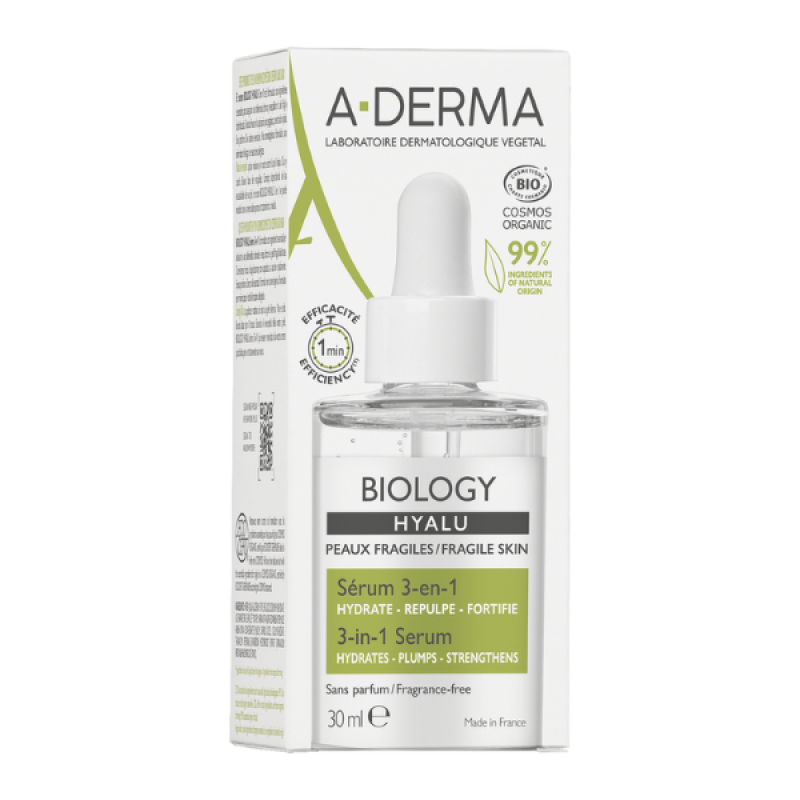 A-Derma Biology Hyalu Organic 3-in-1 Ενυδατικό Serum Προσώπου, 30ml