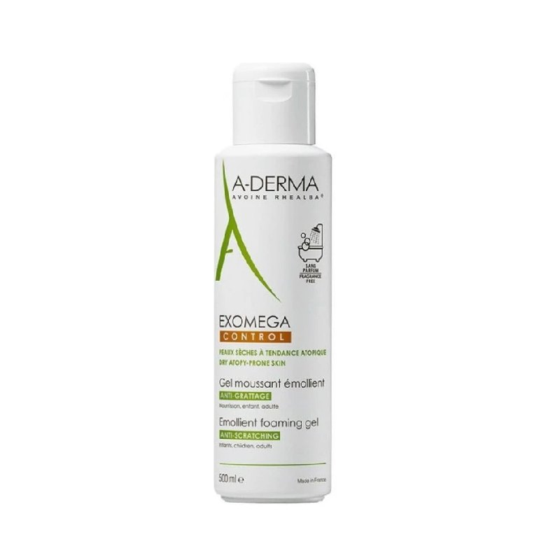 A-Derma Exomega Gel Moussant Emollient, Καθαριστικό Τζελ για Ατοπικό-Ξηρό-Ευαίσθητο Δέρμα 500ml 