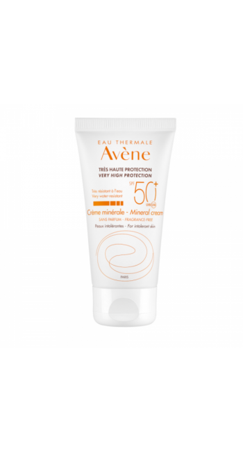 Avene Eau Thermale Creme Minerale SPF50+ Αντιηλιακή Κρέμα Προσώπου Χωρίς Άρωμα για το Μη Ανεκτικό Δέρμα, 50ml 