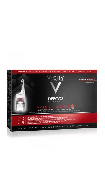 Vichy Dercos Aminexil Clinical 5 Πρόγραμμα κατά της Τριχόπτωσης Πολλαπλής Στόχευσης, 21 x Monodoses