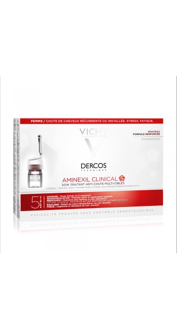 Vichy Dercos Aminexil Clinical 5 Αγωγή κατά της Γυναικείας Τριχόπτωσης, 21 x monodoses