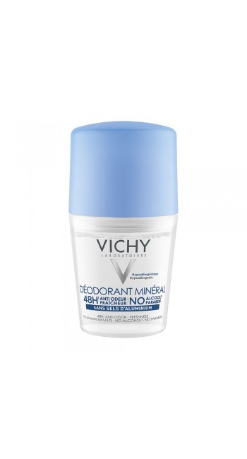 Vichy Deodorant Mineral 48h Roll On Αποσμητικό Χωρίς Άλατα Αλουμινίου, για Ευαίσθητα Δέρματα, 50ml