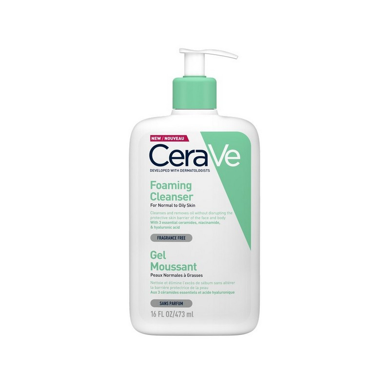 CeraVe Foaming Cleanser Gel Καθαρισμού για Κανονικές έως Λιπαρές Επιδερμίδες, 473ml