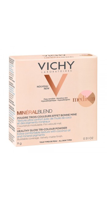 Vichy MineralBlend Healthy Glow-Tri Color Powder Medium Τρίχρωμη Πούδρα για Λάμψη, 9g