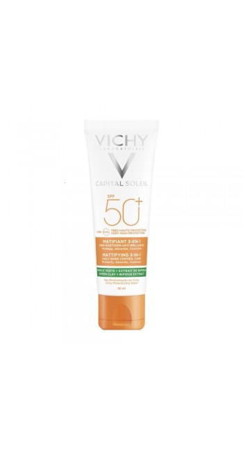 Vichy Capital Soleil Mattifying 3in1 SPF50+ Αντηλιακή Κρέμα Προσώπου Κατά της Λιπαρότητας, 50ml