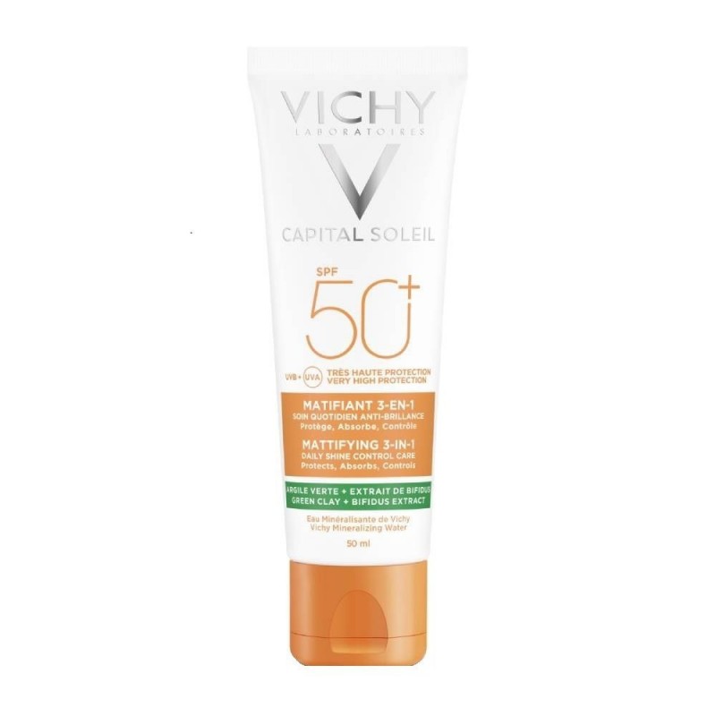 Vichy Capital Soleil Mattifying 3in1 SPF50+ Αντηλιακή Κρέμα Προσώπου Κατά της Λιπαρότητας, 50ml