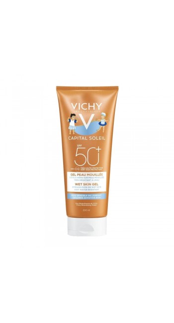 Vichy Capital Soleil Wet Skin Gel Kids SPF50+ Παιδικό Αντηλιακό Προσώπου & Σώματος Ανθεκτικό στο Νερό, 200ml