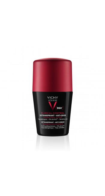 Vichy Homme Clinical Control 96h Detranspirant Anti-Odor Deodorant Roll-on Αποσμητικό για Ευαίσθητες Επιδερμίδες, 50ml