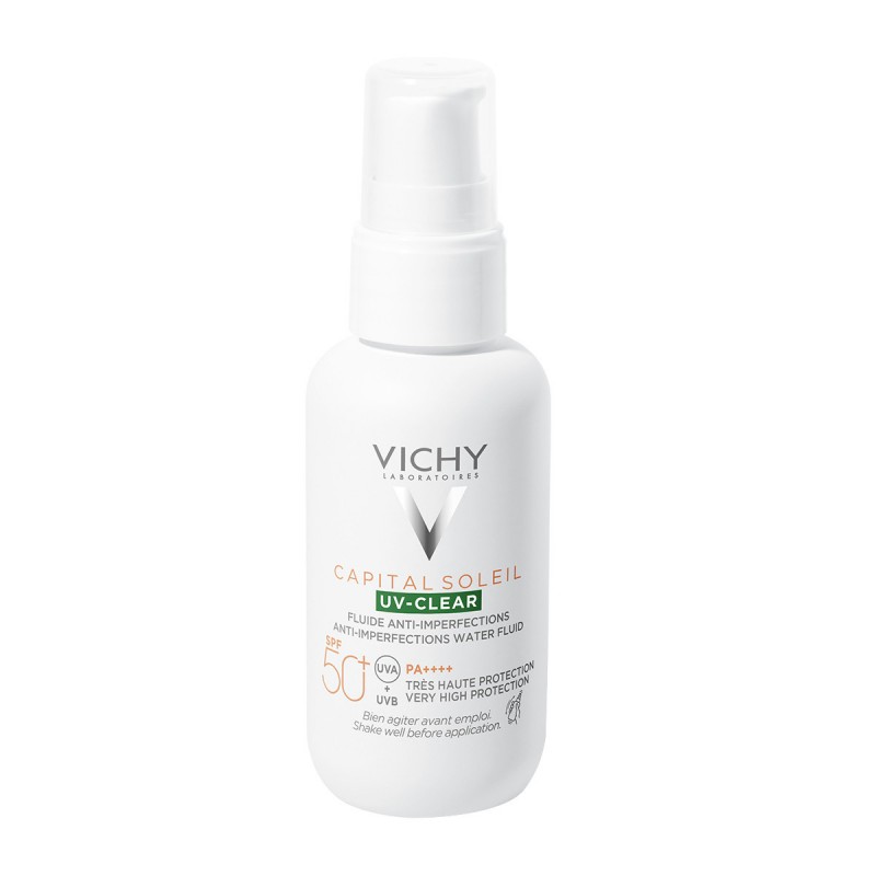 Vichy Capital Soleil UV-Clear SPF50+ Λεπτόρρευστο Αντηλιακό Προσώπου Κατά των Ατελειών & της Λιπαρότητας, 40ml