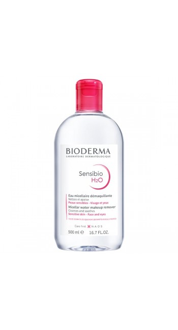 Bioderma Sensibio H2O Νερό Καθαρισμού Micellaire Καταπραϋντικό Αφαιρεί το Μακιγιάζ & Απαλάσσει από Ρύπους, Κατάλληλο για Πρόσωπο,Μάτια & Χείλη για Ευαίσθητο Δέρμα, 500ml