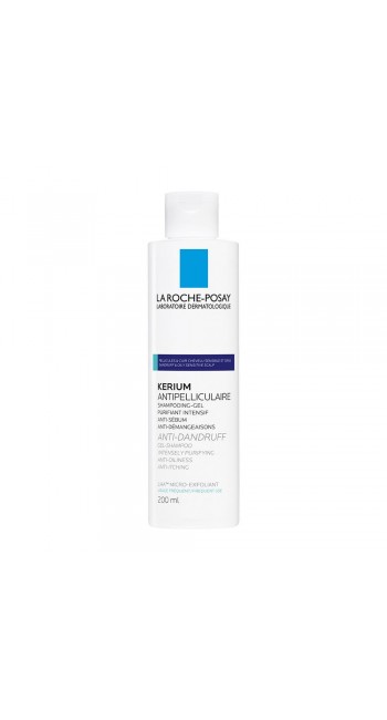 La Roche Posay Kerium Gel Shampoo Σαμπουάν Κατά της Λιπαρής Πιτυρίδας με Μικροαπολεπιστική Δράση, 200ml 