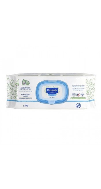 Mustela Avocado Cleansing Wipes Μωρομάντηλα Καθαρισμού, 70τμχ