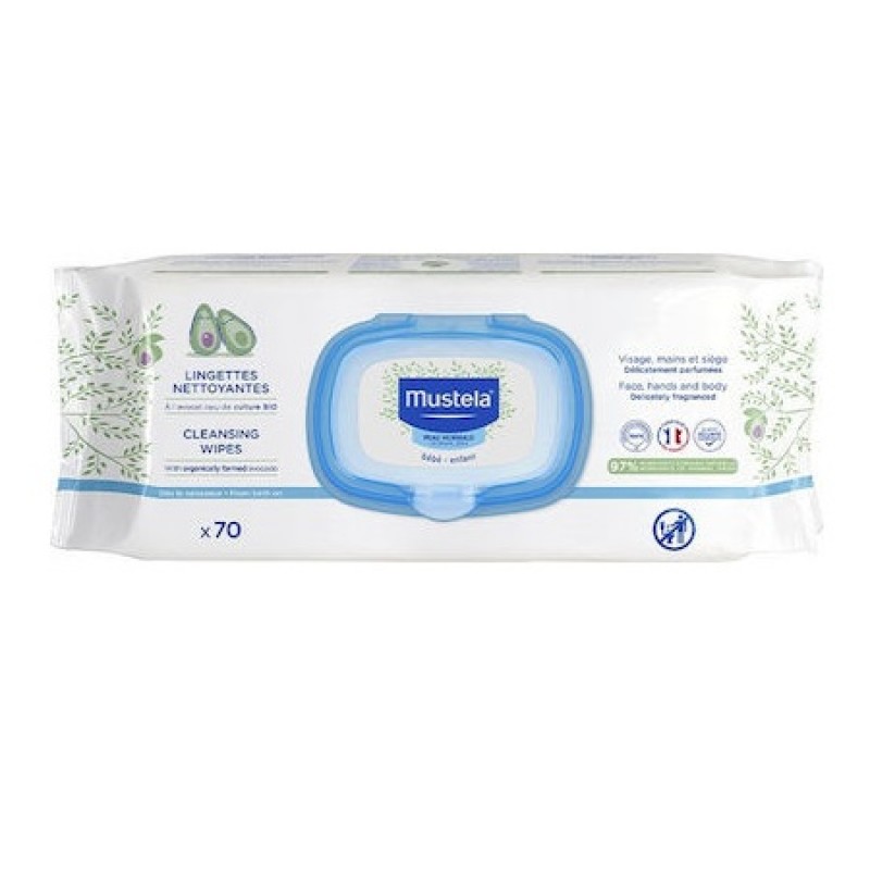 Mustela Avocado Cleansing Wipes Μωρομάντηλα Καθαρισμού, 70τμχ