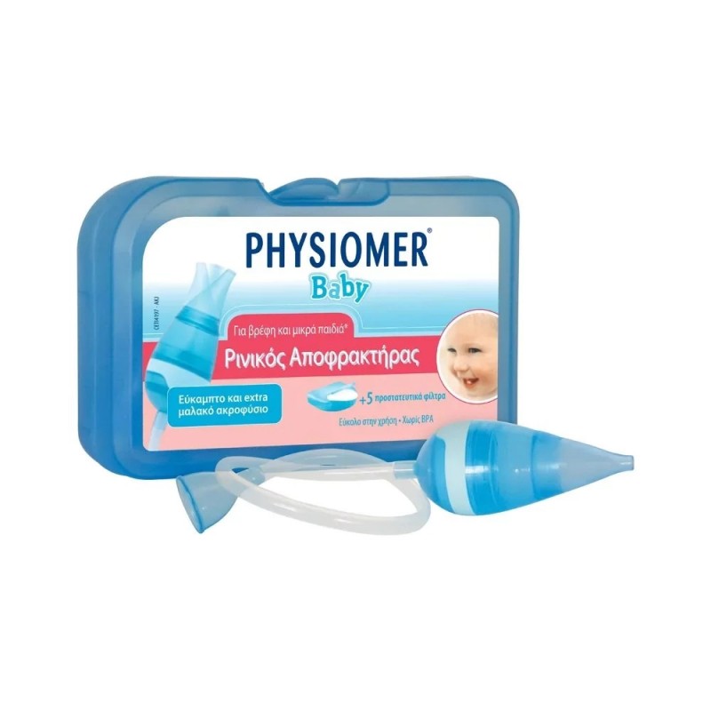 Physiomer Baby Nasal Aspirator Kit Συσκευή Ρινικής Απόφραξης + 5 Προστατευτικά Φίλτρα 