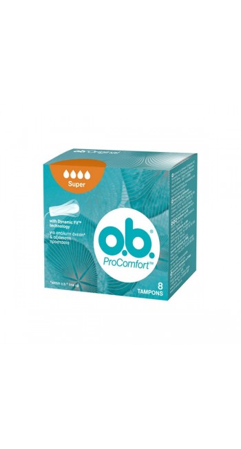 O.B ProComfort Curved Grooves Super Tampons Ταμπόν Μεγάλης Ροής, 8τμχ