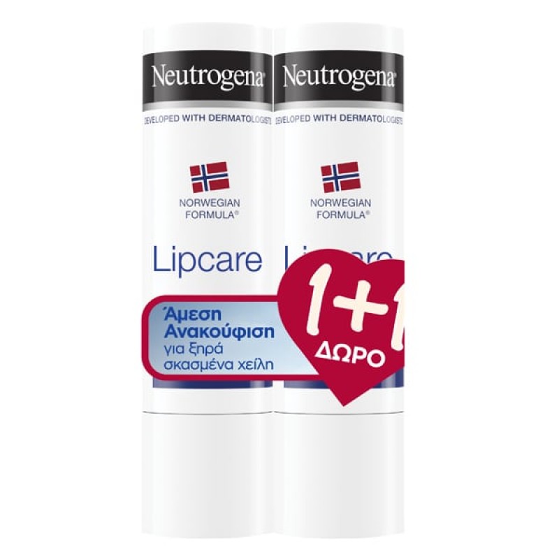 Neutrogena Norwegian Formula Lip Moisturizer   Ενυδατικό Στικ Χειλιών 1+1 Δώρο, 2x48gr