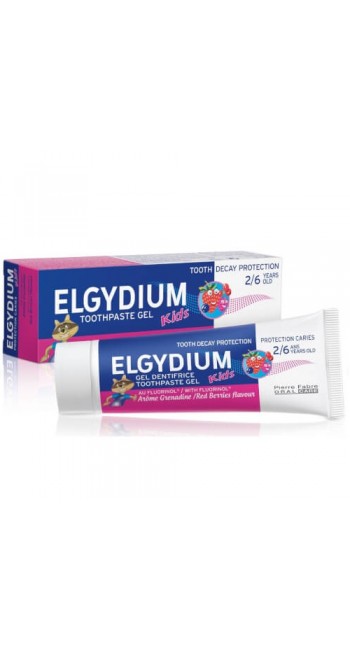 Elgydium Toothpaste Kids Red Berries, Οδοντόπαστα για παιδιά 2-6 Ετών, με Κόκκινα Φρούτα, 1000ppm, 50ml 