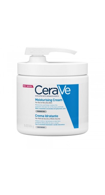 CeraVe Moisturising Cream Ενυδατική Κρέμα για Ξηρό έως Πολύ Ξηρό Δέρμα με Αντλία, 454gr