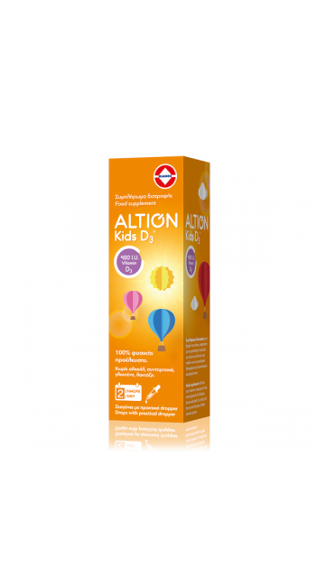 Altion Kids D3 400IU Συμπλήρωμα Διατροφής με Βιταμίνη D3 για Βρέφη & Παιδιά για Σωστή Ανάπτυξη των Οστών & των Δοντιών - Φυσιολογική Λειτουργία του Ανοσοποιητικού Συστήματος, 20ml