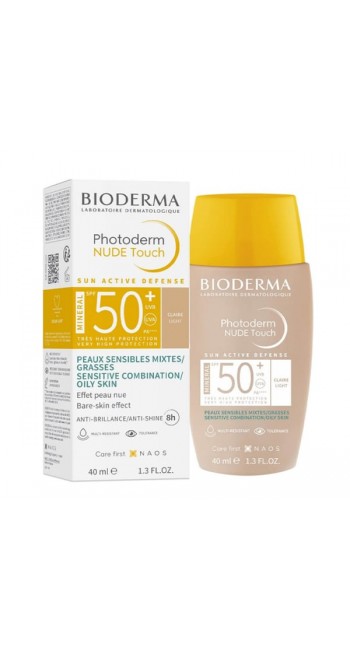 Bioderma Photoderm Nude Touch SPF 50+ Light Λεπτόρρευστο Αντηλιακό με Ελαφριά Κάλυψη και Ματ Αποτέλεσμα για Μεικτό προς Λιπαρό Δέρμα, 40ml 