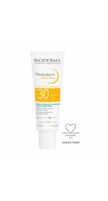 Bioderma Photoderm AKN Mat Fluid Spf30 Αντιηλιακό Προσώπου για Ματ Αποτέλεσμα, 40ml