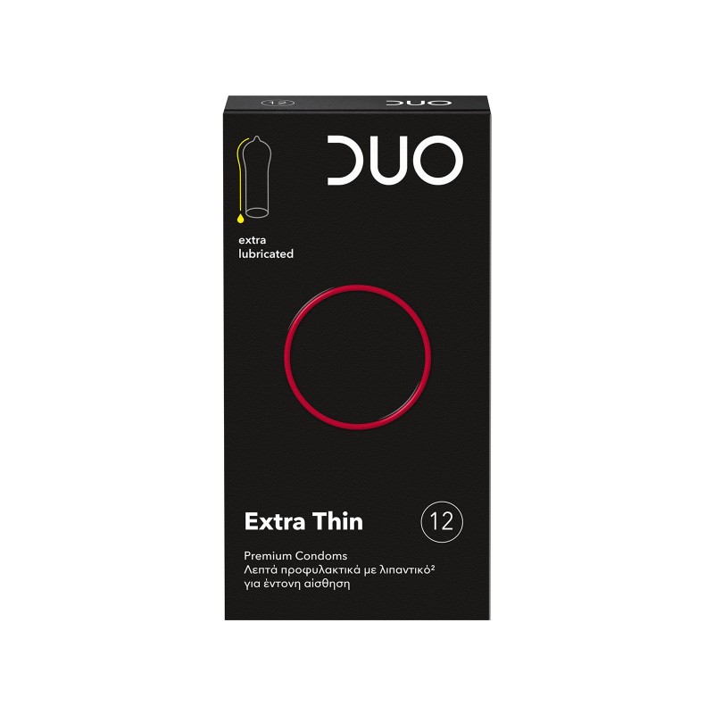 Dυο Thin Extra Lubricated Προφυλακτικά Πολύ Λεπτά για Προστασία & Απόλαυση, 12τμχ