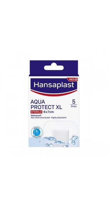 Hansaplast Aqua Protect XL Αποστειρωμένα Επιθέματα για Μεγαλύτερες Πληγές και Μετεγχειρητικά Τραύματα 6X7cm, 5 Strips