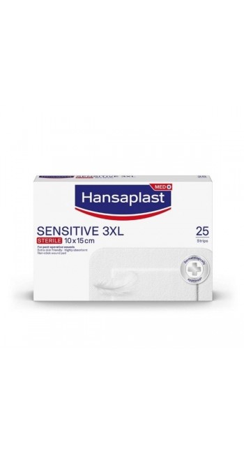 Hansaplast Sensitive 3XL Αποστειρωμένα Ατομικά Επιθέματα 10 x 15cm με Ενσωματωμένη Γάζα Πληγής 5 x 10cm, 25τεμ