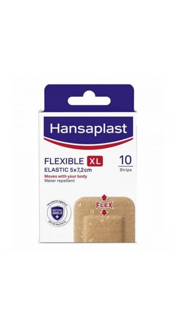 Hansaplast Flexible XL Strips Ελαστικά Επιθέματα, 5x7,2cm, 10τεμ