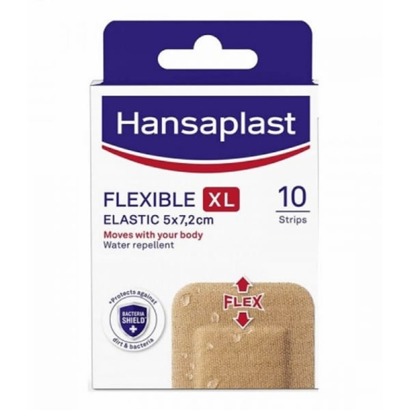 Hansaplast Flexible XL Strips Ελαστικά Επιθέματα, 5x7,2cm, 10τεμ