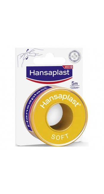 Hansaplast Soft Fixation Tape Υποαλλεργική Επιδεσμική Ταινία Χωρίς Λάτεξ 5m x 2,5cm, 1τεμ