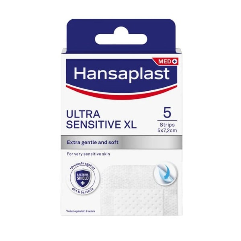 Hansaplast Ultra Sensitive XL Επιθέματα για Ευαίσθητο Δέρμα 5x7,2cm, 5τεμ