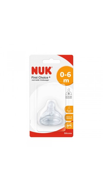 Nuk First Choice+ Θηλή Σιλικόνης 0-6m Μέγεθος 1 με Βαλβίδα για Λεπτόρρευστα Υγρά (Small), 1τεμ