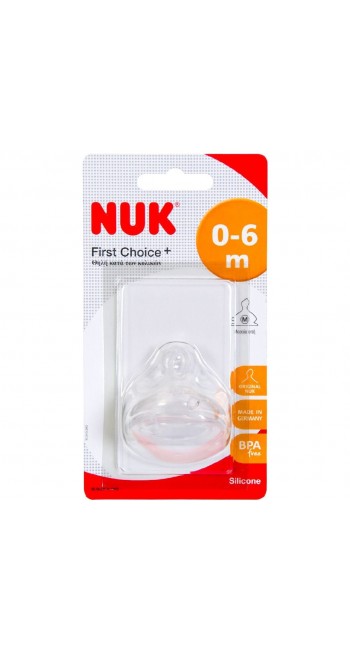 Nuk First Choice+ Θηλή Σιλικόνης 0-6m Μέγεθος 1, με Βαλβίδα για Γάλα (Medium), 1 τεμάχιο