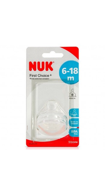 Nuk First Choice+ Θηλή Σιλικόνης 6m+ Μέγεθος 2, με Βαλβίδα για Γάλα (Medium), 1 τεμάχιο