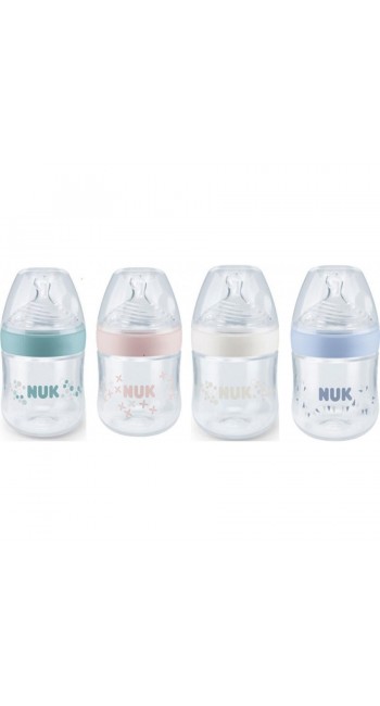 Nuk First Choice Plus Μπιμπερό Γυάλινο 0-6 Μηνών με Θηλή Σιλικόνης Μεγέθους 1, 120ml 