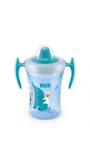 Nuk Trainer Cup με Μαλακό Στόμιο, Χεράκια και Πλαστικό Καπάκι Blue 6m+ 230ml 