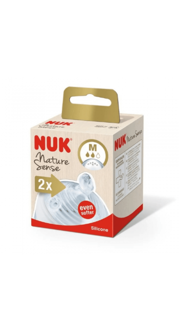 Nuk Nature Sense Even Softer Θηλή Σιλικόνης Μέγεθος Μ (6 Μικροσκοπικές Οπές για Φόρμουλα Γάλακτος), 0-6m, 2 τεμάχια