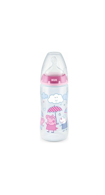 Nuk First Choice Plus Μπιμπερό Peppa Pig Girl Με Δείκτη Ελέγχου Θερμοκρασίας Για Μωρά 6-18 Μηνών, 300ml