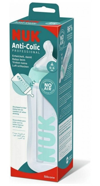 Nuk Anti-Colic Professional Πλαστικό Μπιμπερό Κατά των Κολικών με Θηλή Σιλικόνης, 0-6 μηνών, 300ml